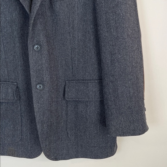 Luigi Bianchi Coat Blazer Herringbone Overcoat Zip Up Elbow Patch Sz 42 - Picture 3 of 16